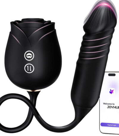 Dildo Vibrator Women Sex Toys - MOOLIGIRL APP Control Rose Sucking Vibrater & Vibrating & Thrusting Dildos for Clit Nipple G Spot Anal Stimulation, 10 Modes Tongue Sucker Adult Toy for Couples Games