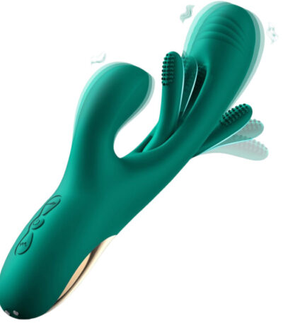 Vibrator Dildo Rabbit Sex Toys -LOVENOTE G Spot Vibrator Massager for Women Clitoral Nipple Stimulation, 3 in 1 Sex Toys with 14 Vibration & 7 Tongue Licking Flapping, Adult Sex Toys (Emerald)