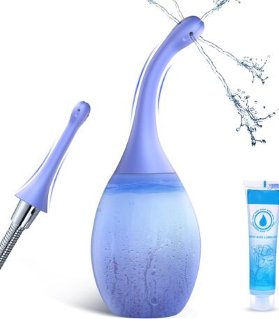 Enema Anal Douches for Men Women - Enema Bulb with Bendable Silicone Nozzles for Men Women Colon Cleanse, Anti Backflow Shower Douche Enema Kit with Lube, Anal Cleansing Feminine Care Douche Bottles