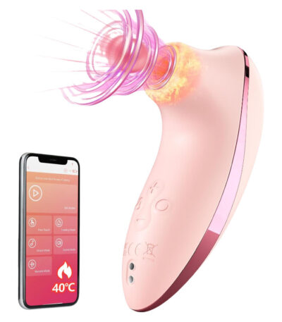Sucking Vibrator Adult Sex Toys - Heating Pulse Pure Sucker APP Remote Clitoral Vibrator with 5 * 5 Suction, Clitoris Nipple Stimulator Waterproof Rose Sex Toys for Women Female Couples Pleasure