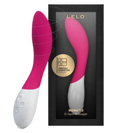 LELO Mona 2 G Spot Vibrator for Women, G Spot Toy for Discrete Pleasure, Curved Vibrator Sex Toy for G Spot, Adult Toy with 6 Intensity Modes, Cerise