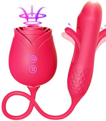 Vibrator Dildo Sex Toys for Women - MOOLIGIRL Rose Sex Toy with Thrusting G Spot Vibrators & 10 Sucking Modes for Clitoral Nipple Stimulation Anal Double-Ended Dildos Adult Sex Toys Games for Couples