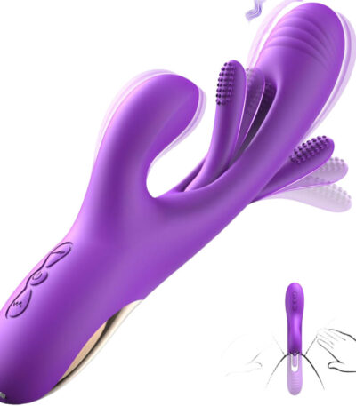 Vibrator Dildo Rabbit Sex Toys -LOVENOTE G Spot Vibrator Massager for Women Clitoral Nipple Stimulation, 3 in 1 Sex Toys with 14 Vibration & 7 Tongue Licking Flapping, Adult Sex Toys, Aurieel