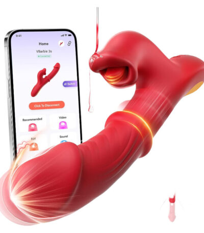 Thrusting Vibrator Sex Toys, Dildos Adult Sex Toy for Women G Spot Vibrator with Sliding Ring 7 Thrusting Dildo & 10 Tongue Licking 10 Vibrating Modes, Rabbit Vibrators for Female Couples Games