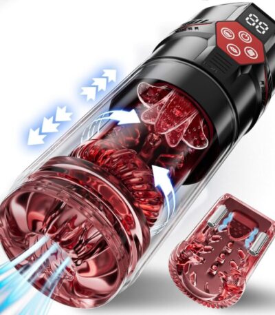 Male Masturbator Penis Pump - Male Sex Toys for Men with Upgrade 12 S Vacuum Pump & 7 Thrusting Rotating Vibrating Sucking Licking LCD Adult Toys Mens Sex Toys Pumps & Enlargers