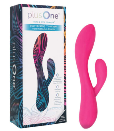 plusOne Luxe Dual Rabbit Vibrator, Internal & External Stimulation, 10 Vibration Settings, Made of Body-Safe Silicone, Waterproof, USB Rechargeable