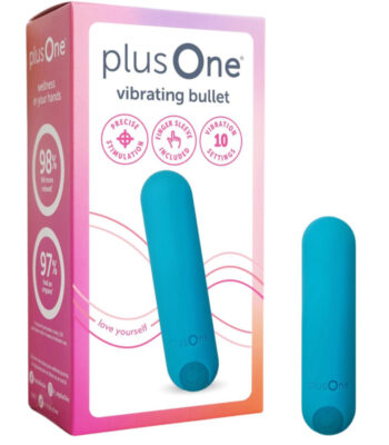 plusOne Bullet Vibrator for Women, Mini Vibrator Made of Body-Safe Silicone, Fully Waterproof, USB Rechargeable, Personal Massager with 10 Vibration Settings, Teal
