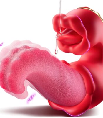 Vibrator Adult Sex Toys for Women – 4 in 1 Tongue Thrusting Vibrators Dildo Rose Sex Toys with 10 Licking Clitoral & 10 Vibration Mode, G Spot Clit Stimulator Pleasure Tools for Female Couples Games