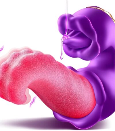 Vibrator Adult Sex Toys for Women – 4 in 1 Tongue Thrusting Vibrators Dildo Rose Sex Toys with 10 Licking Clitoral & 10 Vibration Mode, G Spot Clit Stimulator Pleasure Tools for Female Couples Games
