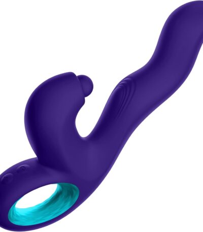 Klio Triple Action Thumping Rabbit Vibrator Sex Toy for Women - Super Soft, 100% Waterproof, G Spot Vibrator Adult Toy with 5 Internal & 3 External Thumping Speeds & 10 Vibration Modes (Dark Purple)