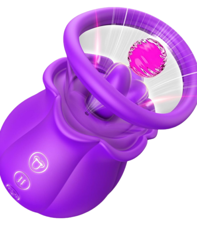 Sucking Vibrator Rose Sex Toy - 3 in 1 Adult Sex Toys Removable Cup for Clit Clitoral Nipple Stimulation, 360° Rotation G spot Vibrator with 9 Tongue Licking & Vibration & 3 Suctions, Women Sex Toys