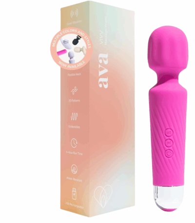 Ava Vibrator Wand Sex Toys [ Clit Stimulator ] Vibrators for Woman Adult Toy | Gifts for Women | 20 Patterns & 8 Speeds of Pleasure | Quiet & Small -Standard - Pink