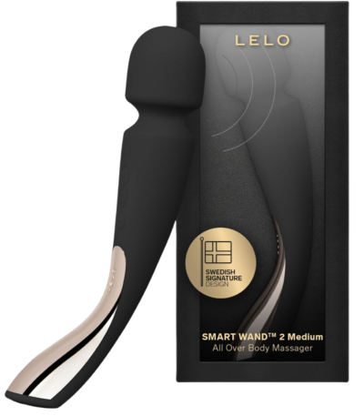 LELO Smart Wand 2 Medium Personal Wand Massager Tension Releasing Muscle and Body Massager, Waterproof Rechargeable Wand Vibrator, Personal Vibrator Wand for Her, Black