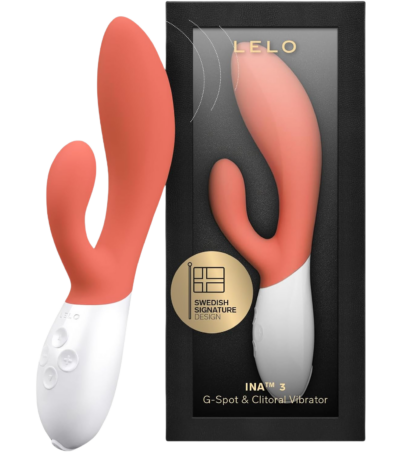 LELO INA 3 G Spot Rabbit Vibrator, Clitoral Rabbit Vibrator for Women with 10 Vibrating Modes and Waterproof Design, Sex Toys for Women, Rabbit Toys for Womens Pleasure, Coral Red