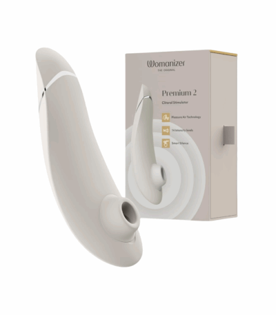 Womanizer Premium 2 Clitoris Vibrator for Women | Clit Sucker Adult Toys | Vibrating Adult Sex Toy | Clit Stimulator for Woman with 14 Suction Speeds | Waterproof Clitoral Stimulation Massager | Gray