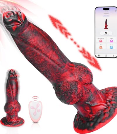 Thrusting Dildo Vibrator Sex Toys - 4IN1 Huge Monster Dildo with 7 Modes for U and G-spot, Thick Anal Dildos with Suction Cup, 8.8" Big Knot Fantasy Dildo Adult Sex Toys & Games for Women Men