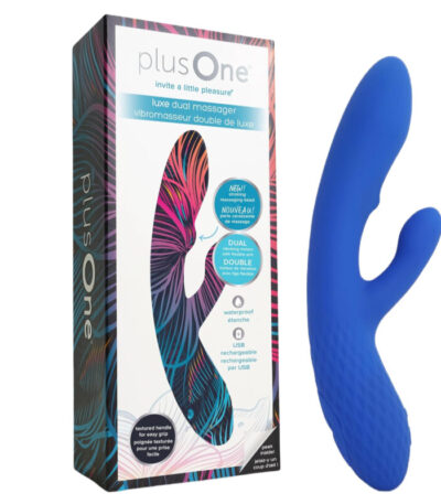 plusOne Luxe Dual Rabbit Vibrator, Internal & External Stimulation, 10 Vibration Settings, Made of Body-Safe Silicone, Waterproof, USB Rechargeable