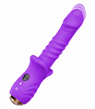 Thrusting Dildo Vibrator Sex Toys, G Spot Vibrator Women Sex Toys with 9*9 Thrusting & Vibrating Modes, Mouth Shaped Realistic Dildos Adult Toys With LED Display, Adult Sex Toy & Games(Purple)