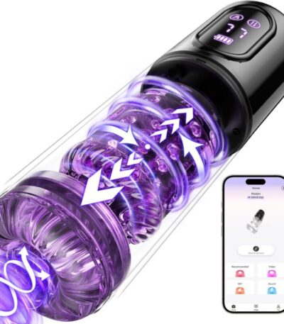 Male Masturbator Penis Pump - jodiyece Male Sex Toys for Men Sex Toy Adult Toys Pocket Pussies 7 Thrusting 7 Rotating 5 Sucking Masturbator Pumps & Enlargers LCD APP Control PC 2025 (Black-Red)