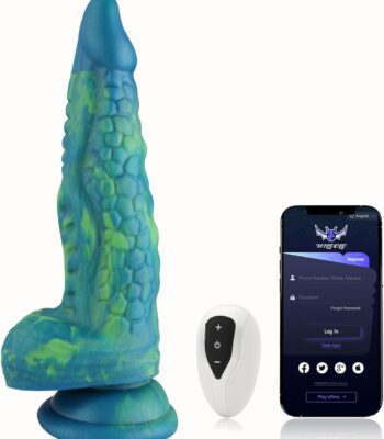 Vibrator App Dildo 9.6'' Green Color Silicone Realistic Adult Toy Fantasy Strong Suction Cup Dildo,Green